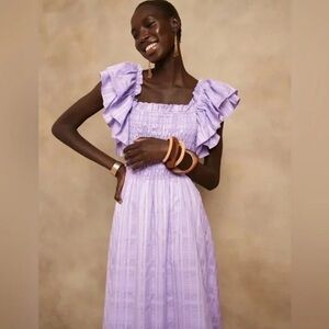 Banana Republic Lilac Maxi Dress with Ruffle Sleeves